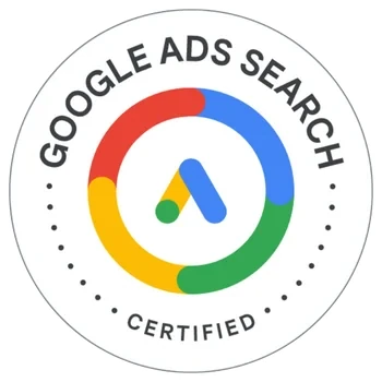 Google Ads Search Certification badge of Lucian Yong, freelance web designer and Google Ads specialist in Malaysia