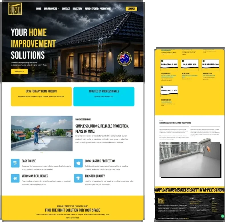 Duram Asia website design (waterproofing) by Lucian Yong, freelance web designer