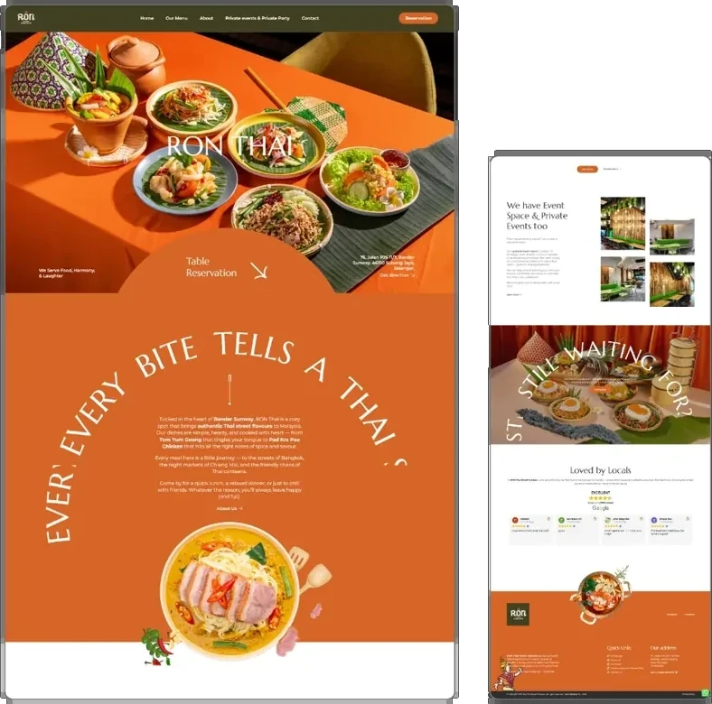 Ronthai website design (thai restaurant) by Lucian Yong, freelance web designer