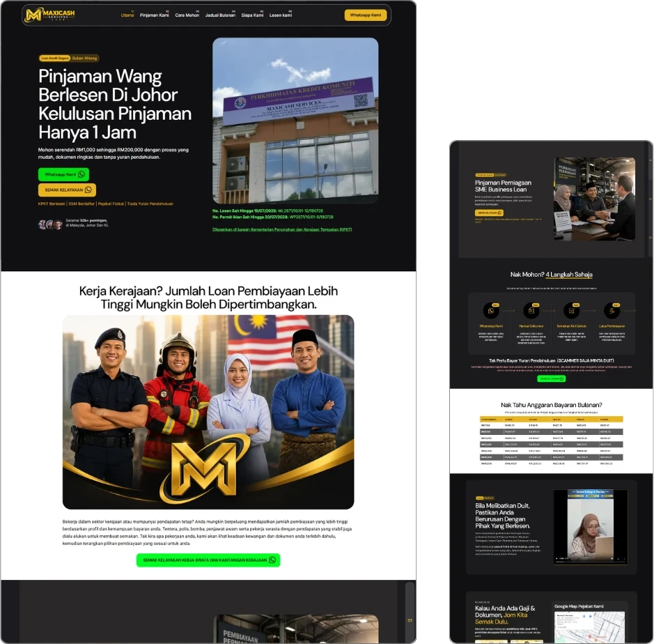 Maxicash website design (licensed money lending) by Lucian Yong, freelance web designer