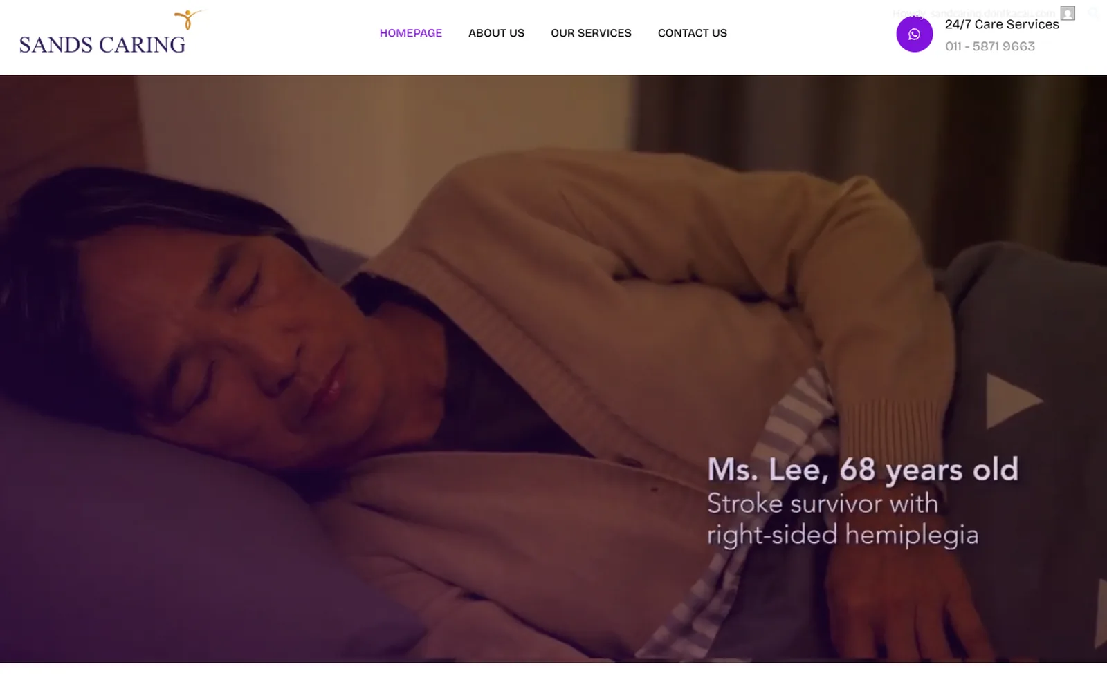 Sands Caring website before the redesign